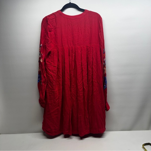 Free people Mia Gauze Embroidered Red mini Dress size L boho - Picture 7 of 11